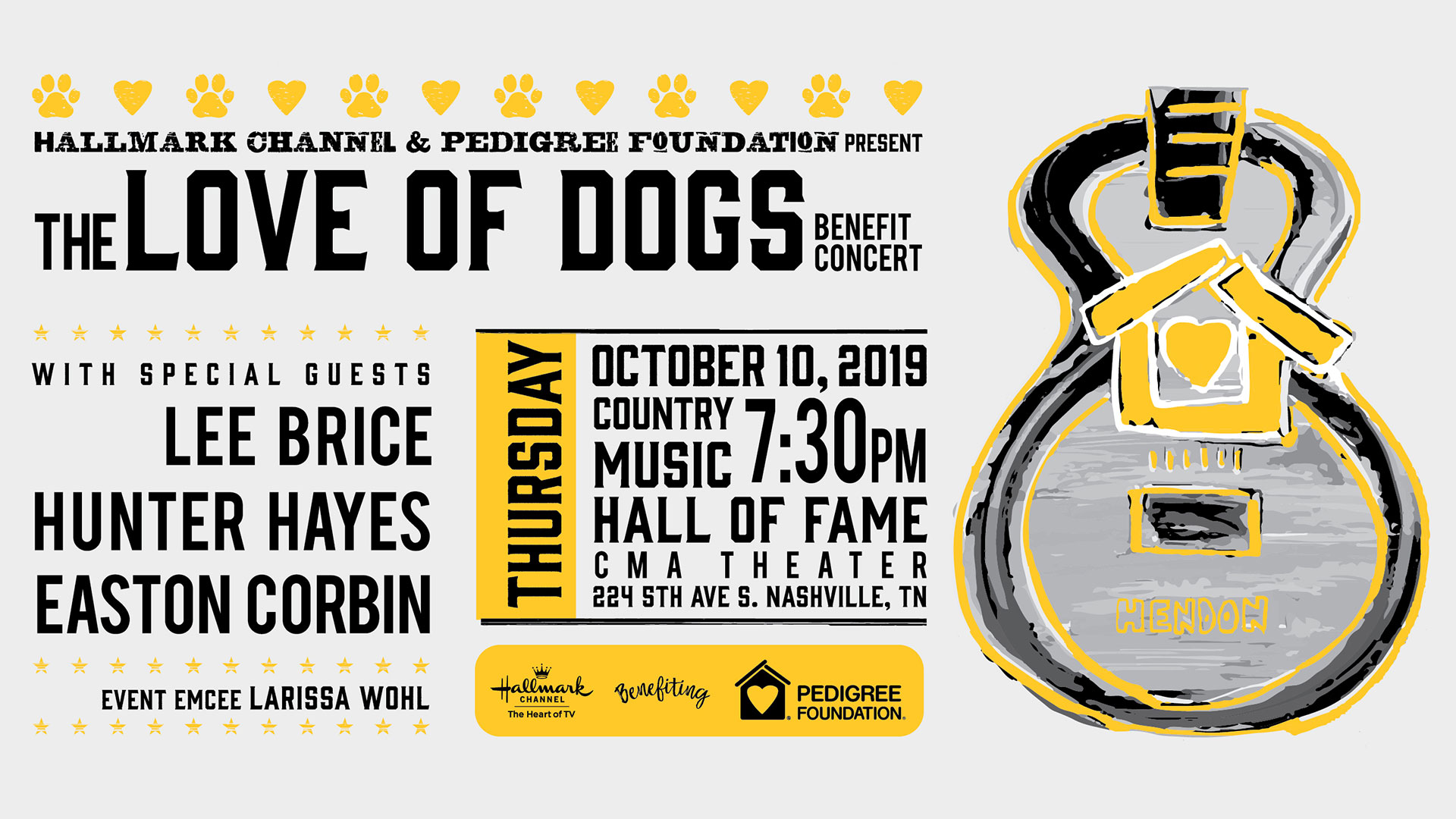 The Love of Dogs concert poster with details