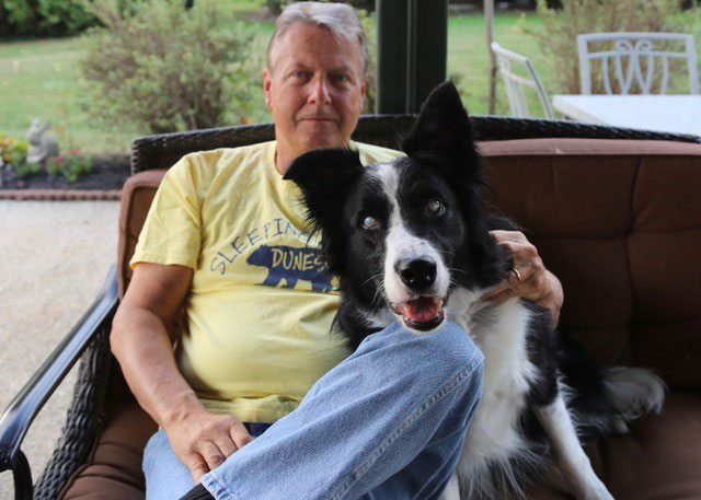 Stevie Wonderful, 2020 Rescue Dog of the Year, with his dad