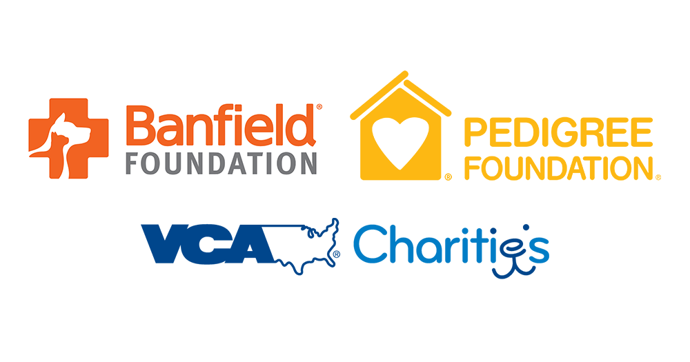 logos for Banfield Foundation, PEDIGREE Foundation, VCA Charities